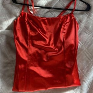 Red satin dress